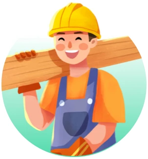 扛着木材的建筑工人